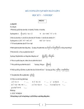 Đề cương ôn tập môn Toán lớp 8 học kỳ 1
